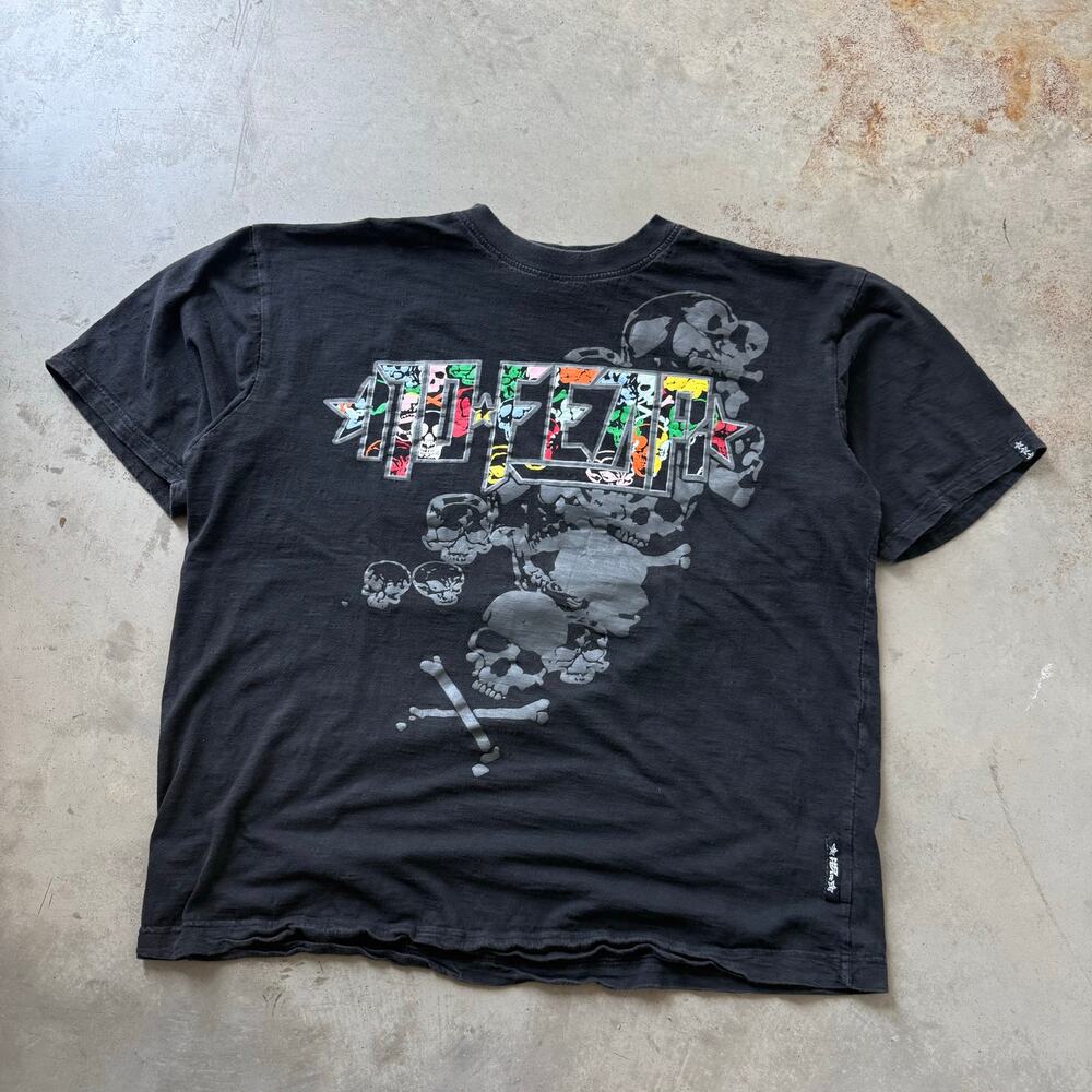 Vintage Y2K No Fear Multicolor Logo Skull Skater Grunge Retro T-shirt Size XL